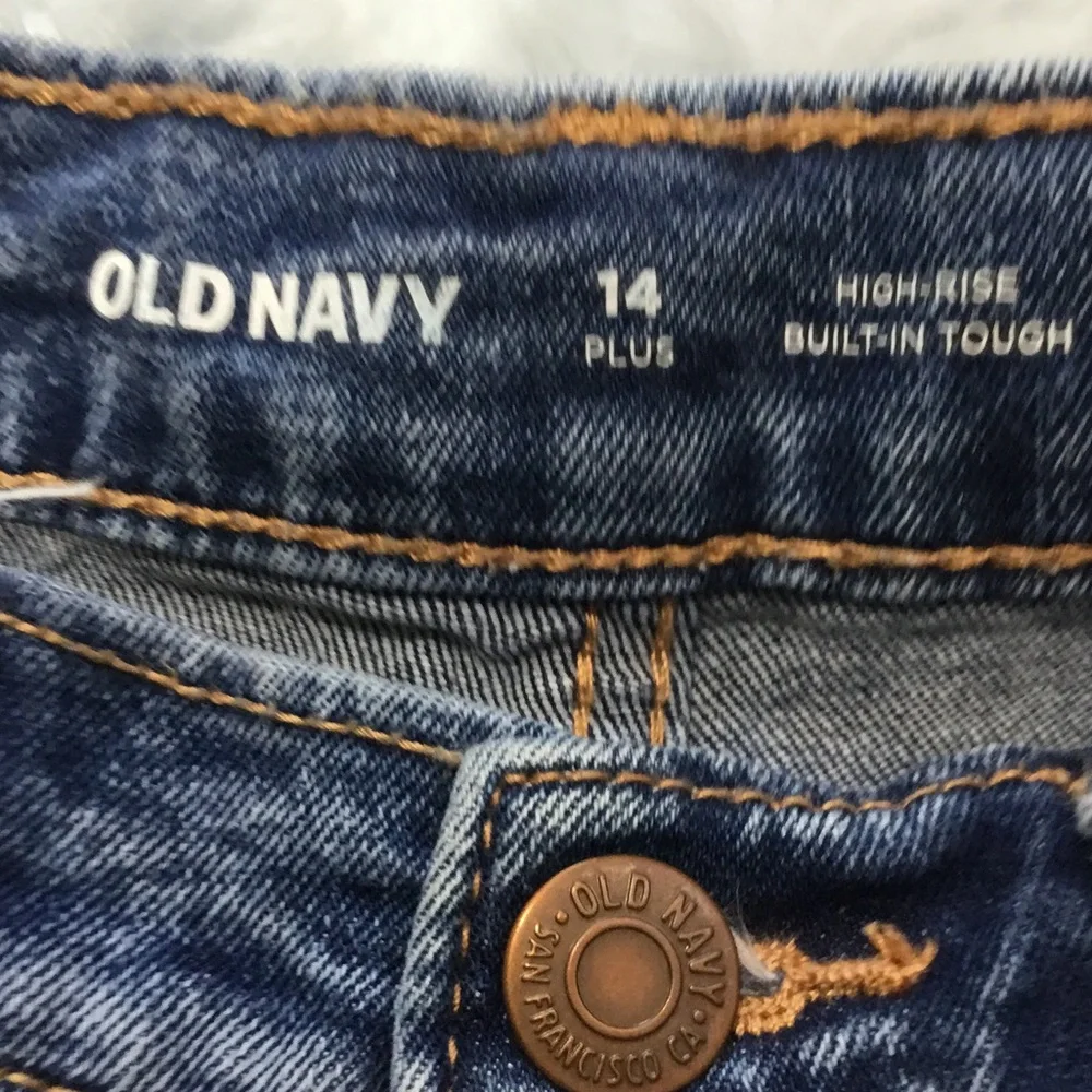 Old Navy Blue Distressed Roll-Hem Denim Shorts